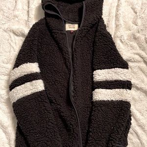 Black and white softest Sherpa zip up jacket